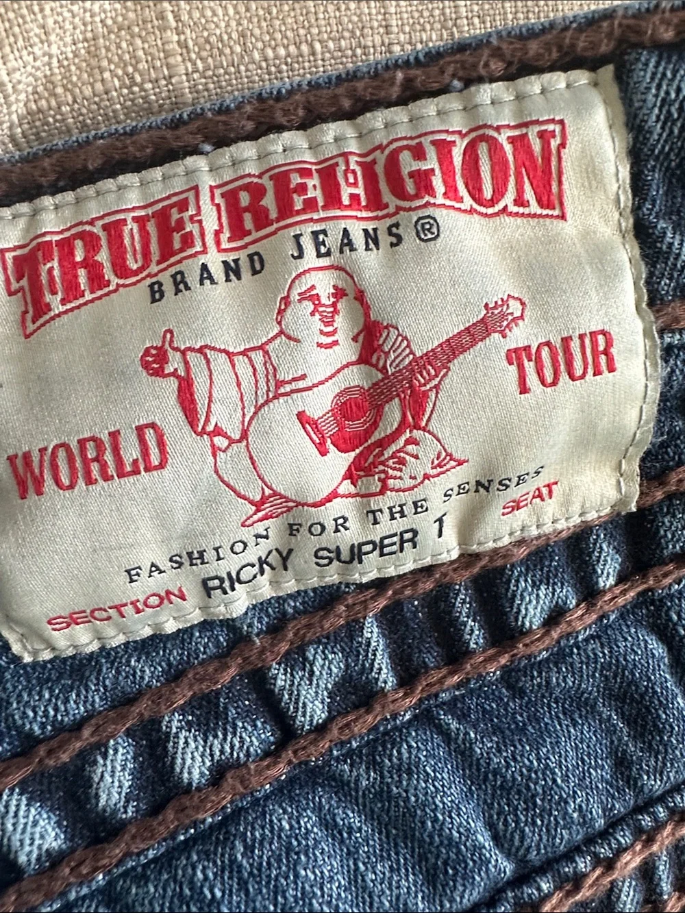 True Religion Men's Straight Jeans in Dark Blue Wash